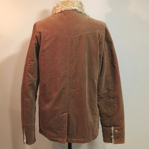 Brody Women's Brown Cotton Sherpa-Lined Button Down Coat,Size S. - Picture 8 of 14